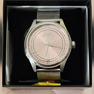 Invicta Men's Celestial Quartz Watch with Silver Band and Pink Dial, NIB